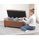 preview thumbnail 51 of 53, Adeco 35" Storage Ottoman Tufted Faux-Leather Lifted Top Bench