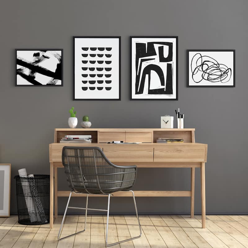 Kate and Laurel Sylvie Modern Abstract Framed Canvas Set