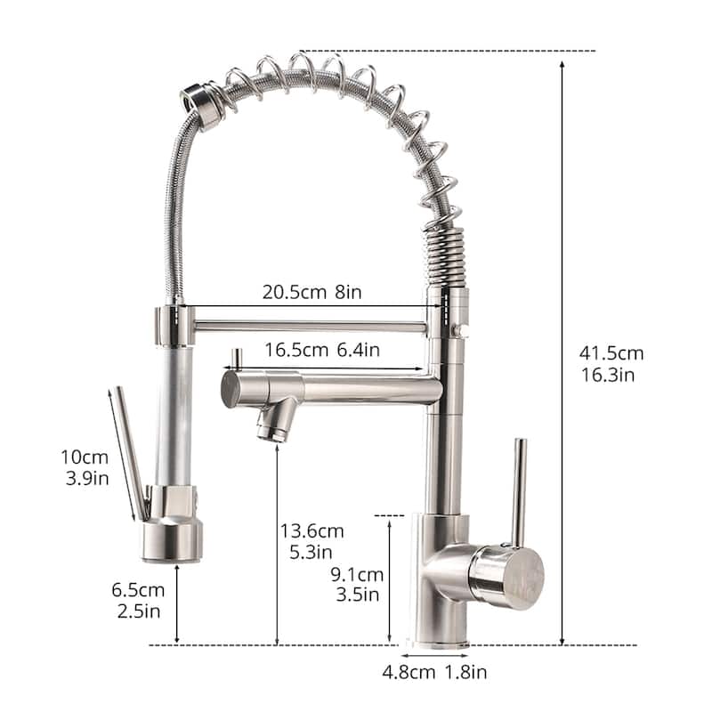 Commercial Kitchen Faucet with Pull Down Sprayer, Single Handle Single Lever Kitchen Sink Faucet