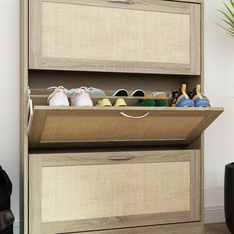 Shoe Cabinet with 3 Flip Drawers Shoe Rack Storage Cabinet Space Save - 31.5“Wx42.5"H