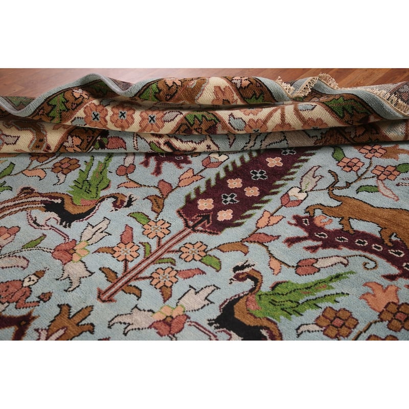 Animals Hunting Design Ziegler Rug Hand-Knotted Oriental Wool Carpet - 8'10"x 11'11"