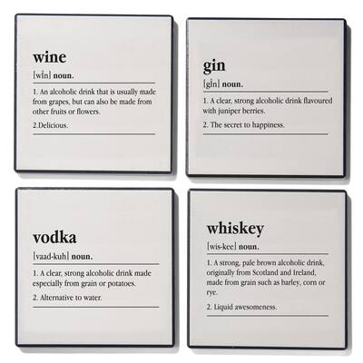 Spirits Set Of 4 Ceramic Coasters 4.25''D - 4.25 in. diameter