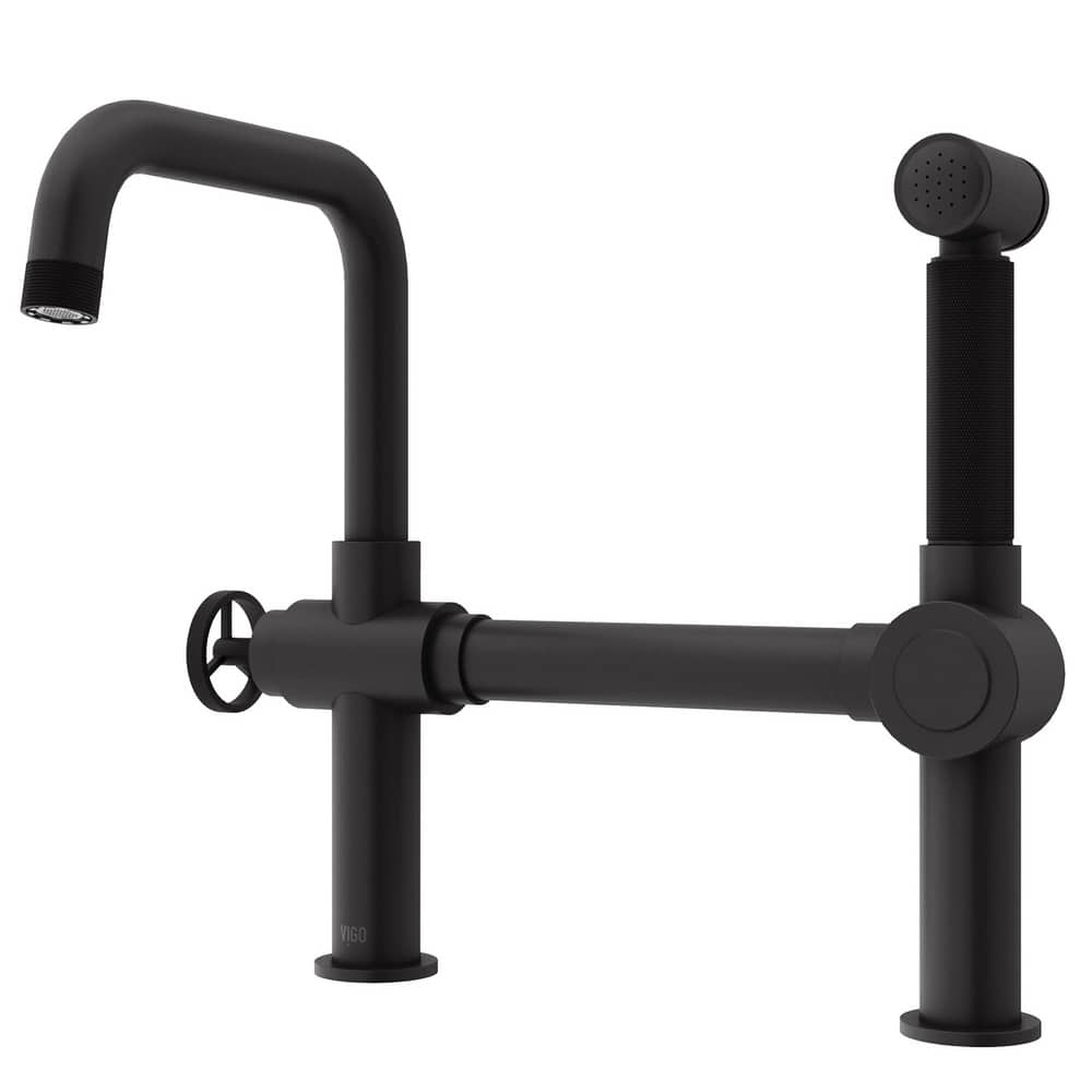 VIGO Cass 13" H Widespread Pull-Out Sprayer Kitchen Faucet