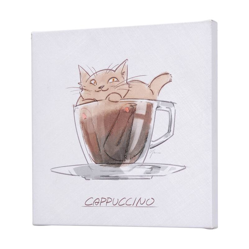 Coffee Cat II (20 x 20 ) Canvas Art Print