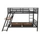 preview thumbnail 8 of 10, Full Size Metal Bunk Bed with Built-in Desk, Light and 2 Drawers, Black