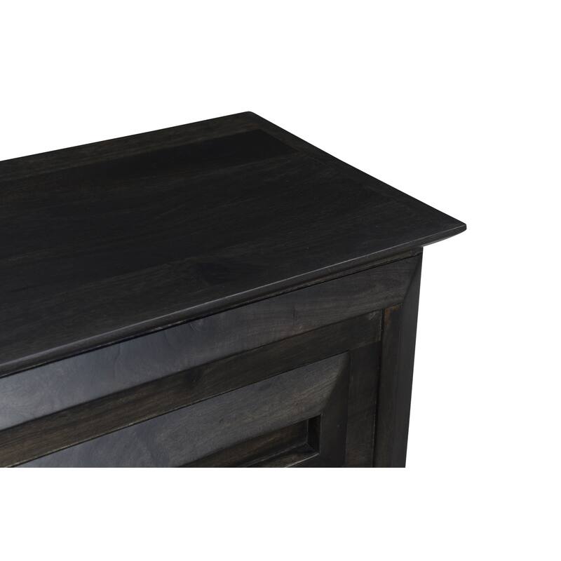 Carved Storage Ottoman with Solid Wood Frame