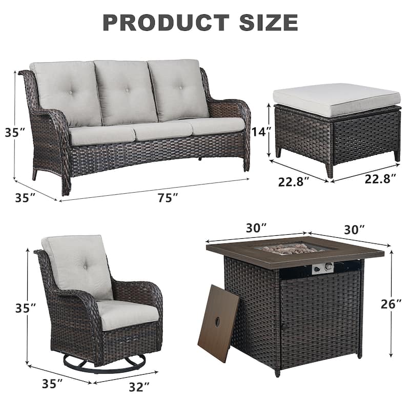 Pocassy Outdoor Sofa Swivel Rocking Chairs with 50,000 BTU