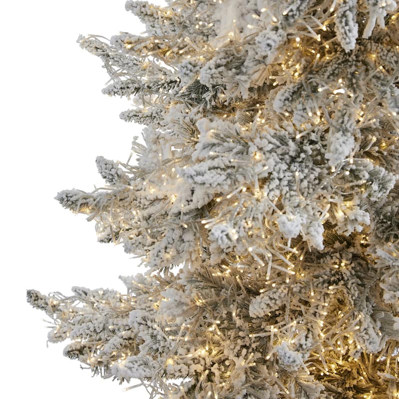 7.5Ft Pre-Lit Christmas Tree - Grand Northern Fir with Warm LED Lights & Bendable Branches - Holiday Decor - White - 84