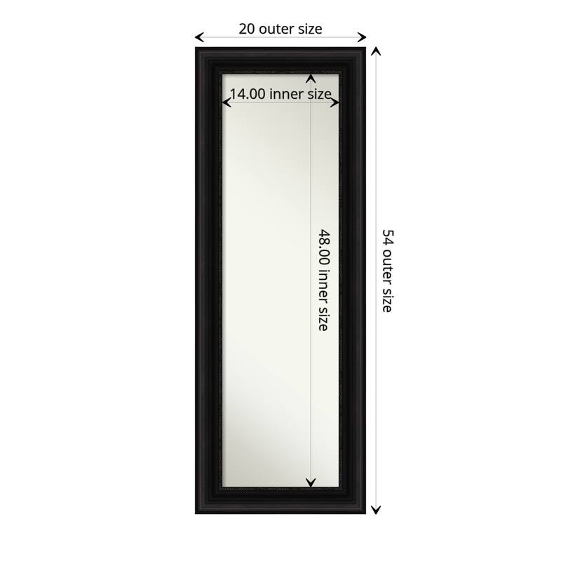 Non-Beveled Full Length On The Door Mirror - Parlor Frame - Parlor Black - Outer Size: 20 x 54 in