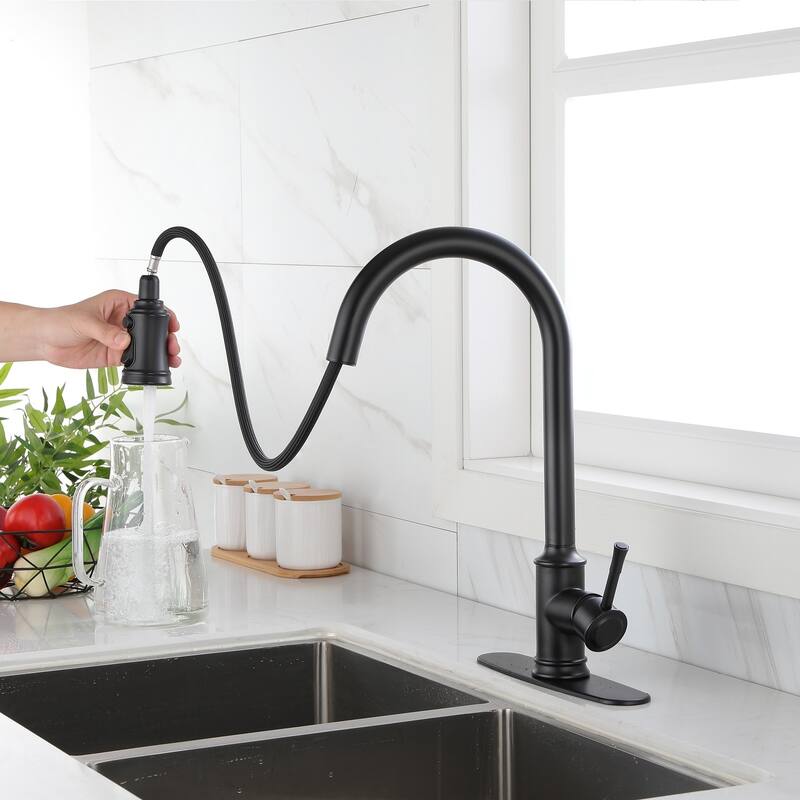 Single Handle Touch Kitchen Faucet with Pull Down Sprayer and Deckplate
