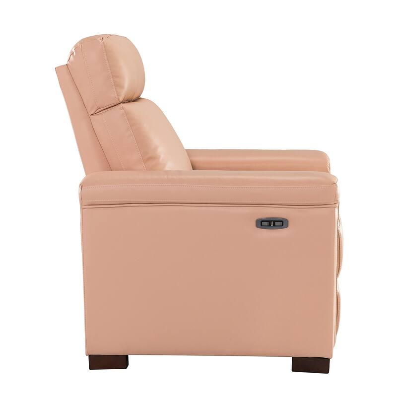 Alicia 34.65" Wide Contemporary Classic Genuine Leather Power Recliner With USB Port