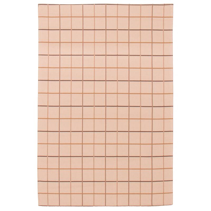 ECARPETGALLERY Machine Woven Lotus Mod Beige Cotton Rug - 4'4 x 6'7 - Beige - 4'4 x 6'7