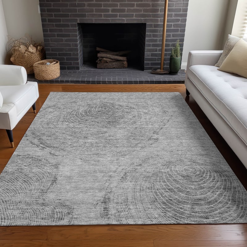 Machine Washable Indoor/ Outdoor Chantille Modern Tree Rug - Gray - 9' x 12'