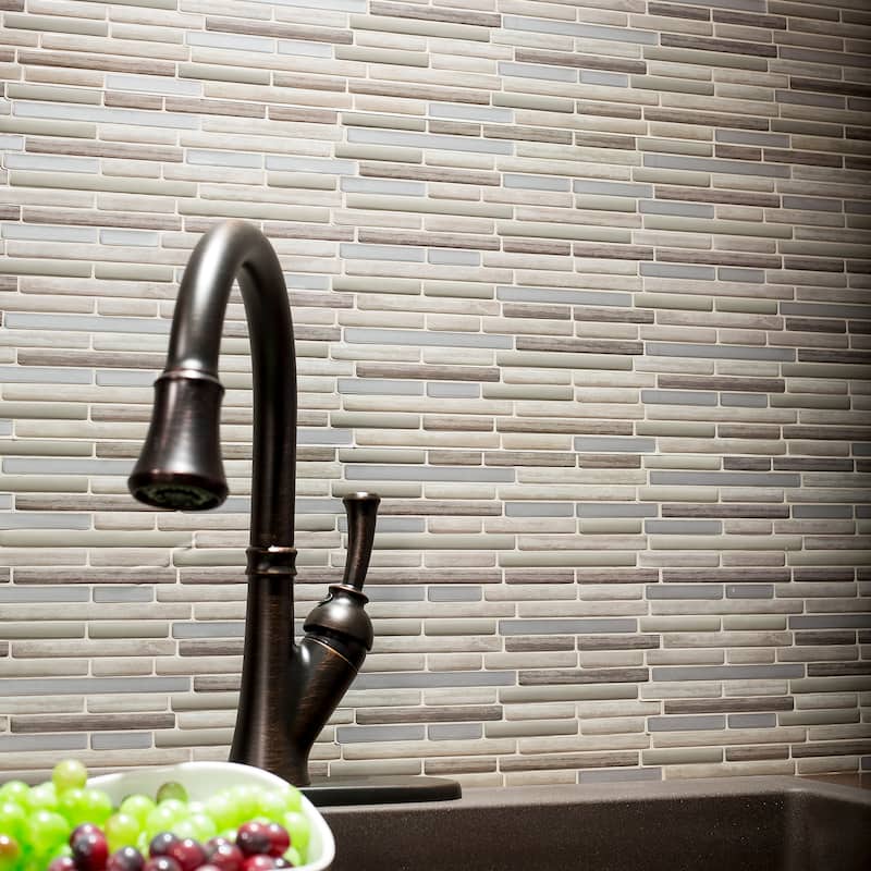 Tack Tile Peel & Stick Vinyl Backsplash (pack of 3) - thin mosaic brown