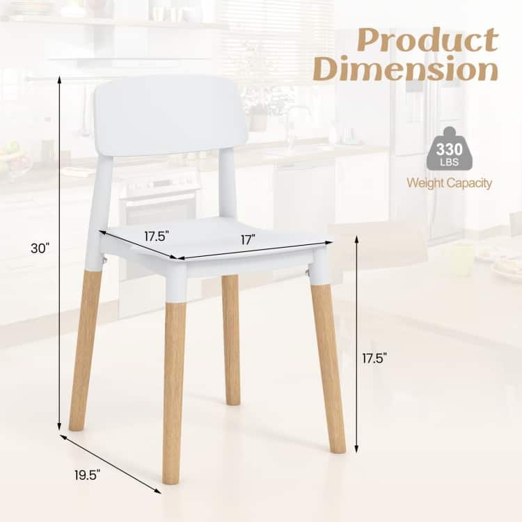 Set of 4 Sleek and Comfortable Dining Chairs with Ergonomic Design and Solid Beech Wood Legs - 19.5"L x 17"W x 30"H