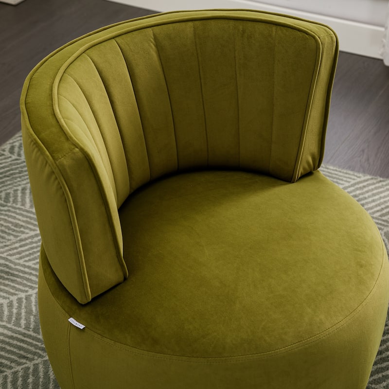 Olive Modern 25.2" Upholstered 360° Swivel Barrel Chair with Wide Upholstered and Sturdy Hardwood Frame