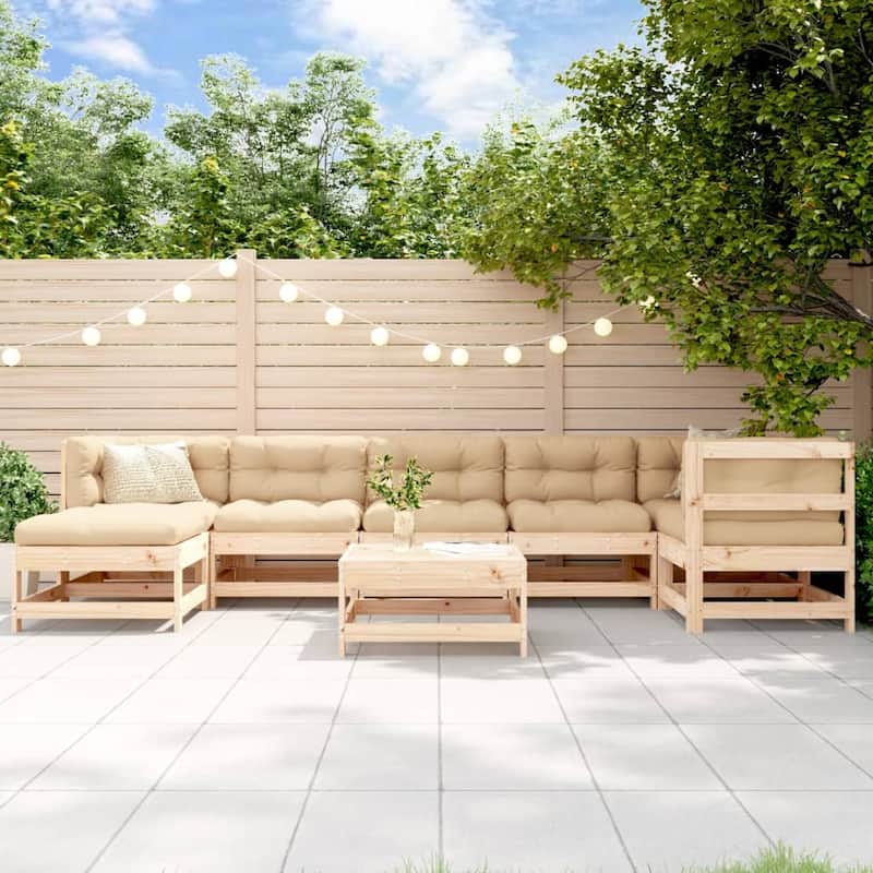 vidaXL Garden Lounge Set Natural wood Solid pine wood, Plywood Large - 24.4 x 24.4 x 27.8