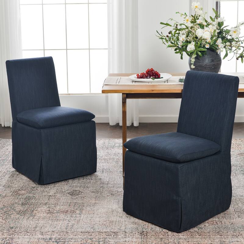 KINWELL Performance Fabric Slipcover Dining Chair Side Chair With Casters