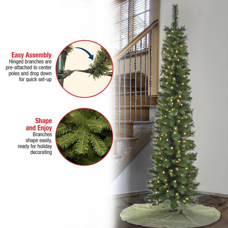 National Tree Company 6 ft. Pre-Lit Nooksack Fir Pencil Slim Tree with LED Lights - 6 Foot