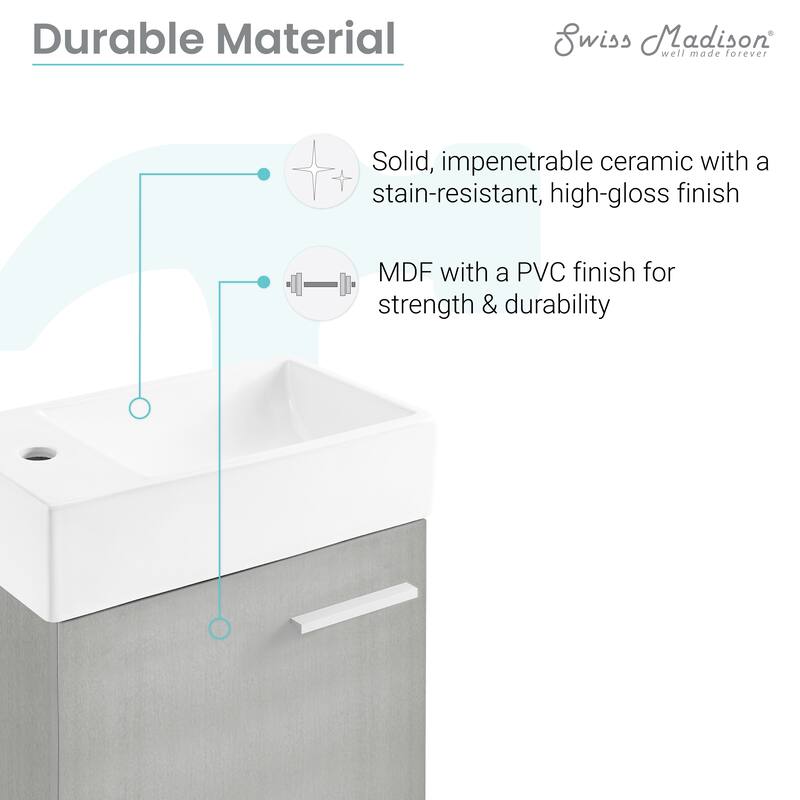 Swiss Madison Colmer 18" Single, One Cabinet, Bathroom Vanity