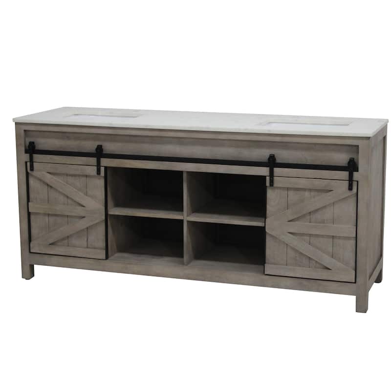 Barn Door Vanity 72 " wide in White Pigment