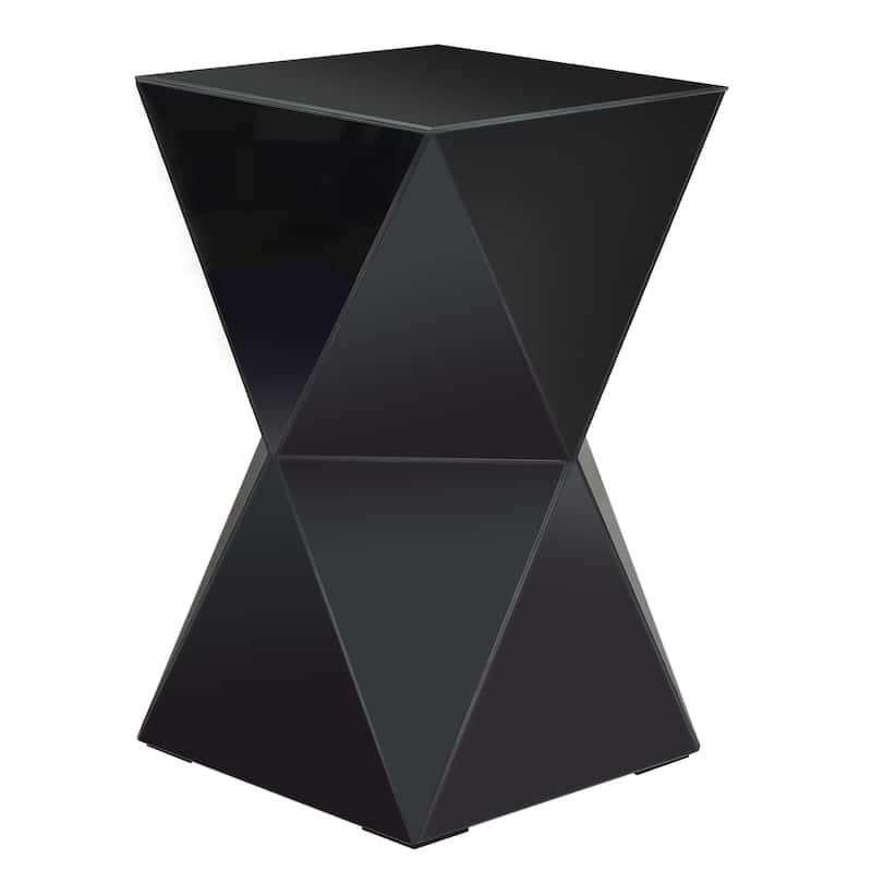 StyleCraft Prism Hourglass Glass Side Table - Black
