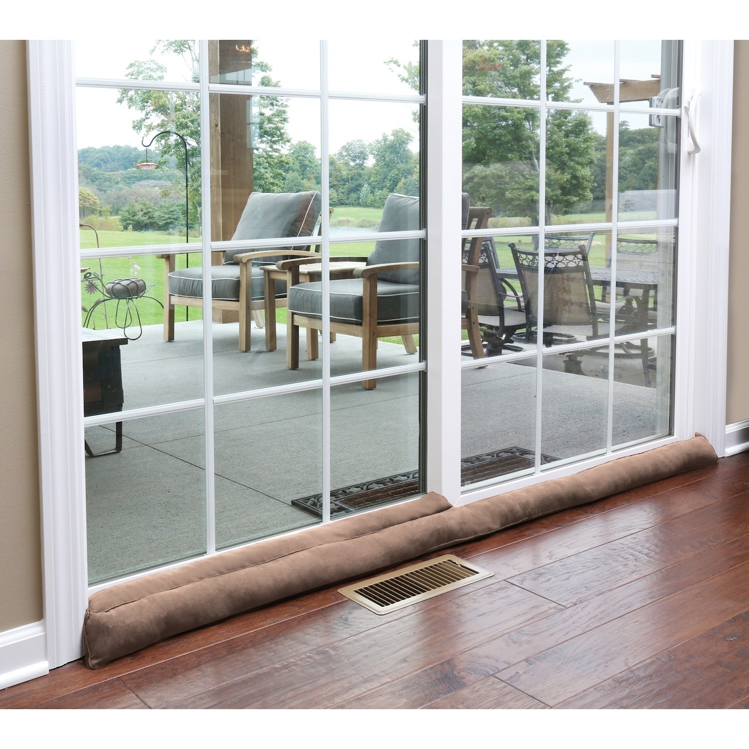 Home District Sliding Door Draft Dodger Weighted Patio Door Breeze Bug And Noise Guard Stopper Blocker 71 Long Lt Brown