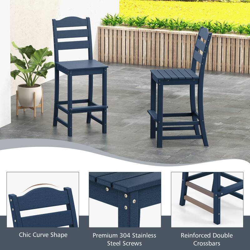 Costway Outdoor HDPE Bar Stool Patio Tall Chair Backrest Footrest All - See Details