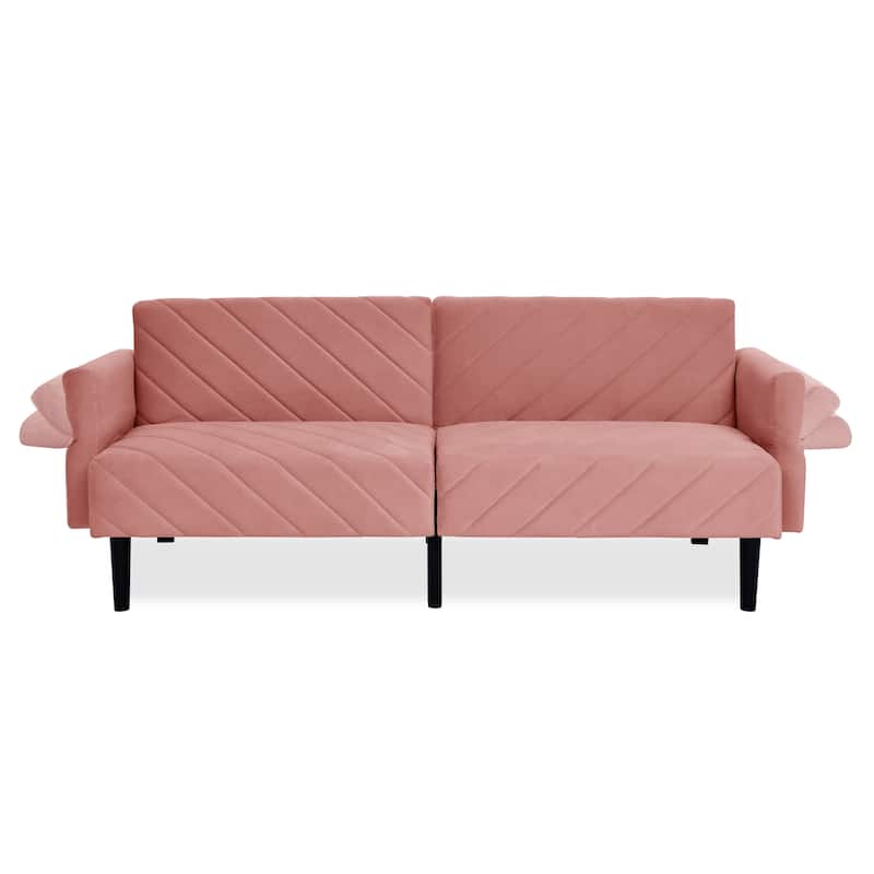 78" Modern Velvet Folding Futon Sofa Bed