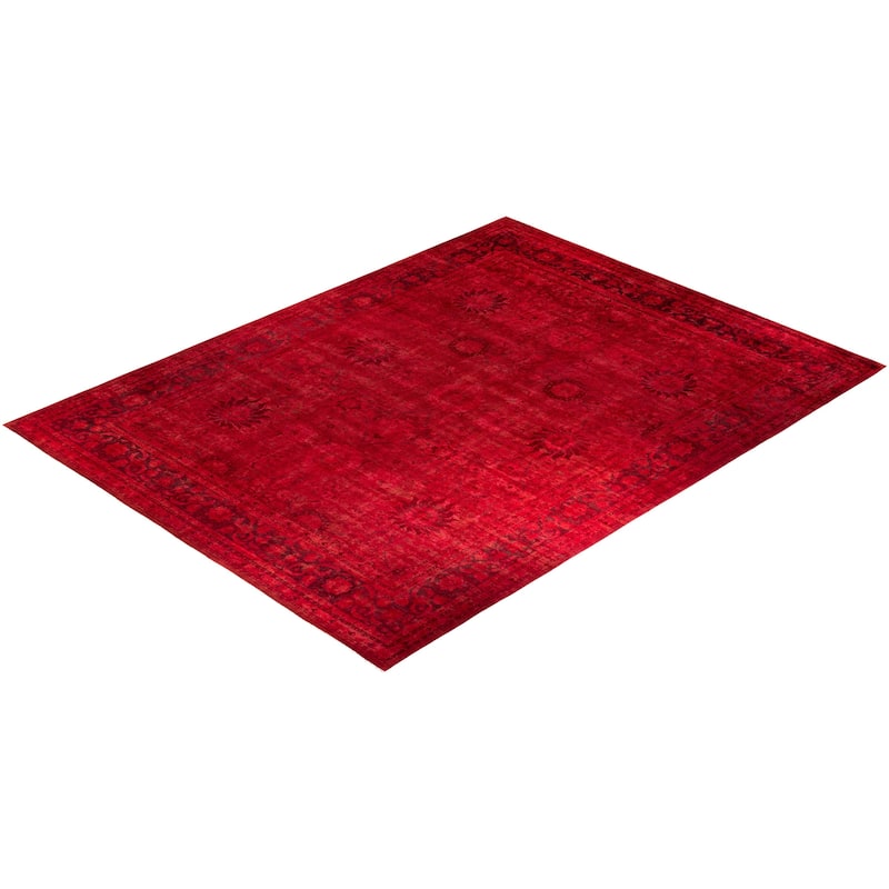 Overdyed, One-of-a-Kind Hand-Knotted Area Rug - Red - 12' 2" x 15' 9"