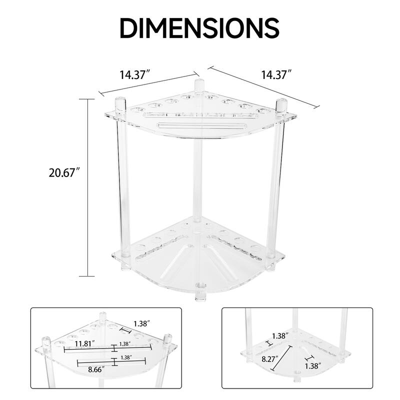 GSE™ Premium Clear Acrylic 8-Pool Cue Corner-Style Billiard Pool Cue Rack. Floor Stand Pool Cue Stick Holder - White