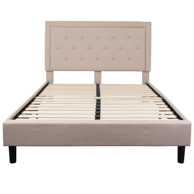Panel Tufted Upholstered Platform Bed