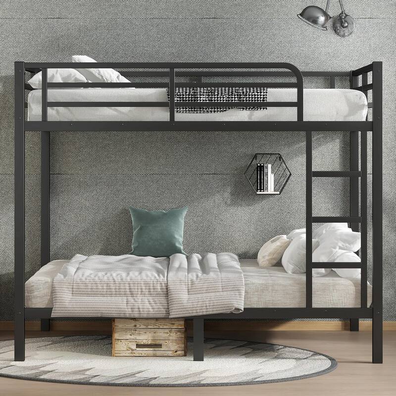Metal Bunk Bed for Teens and Adults, Space-Saving, Noise-Reduced