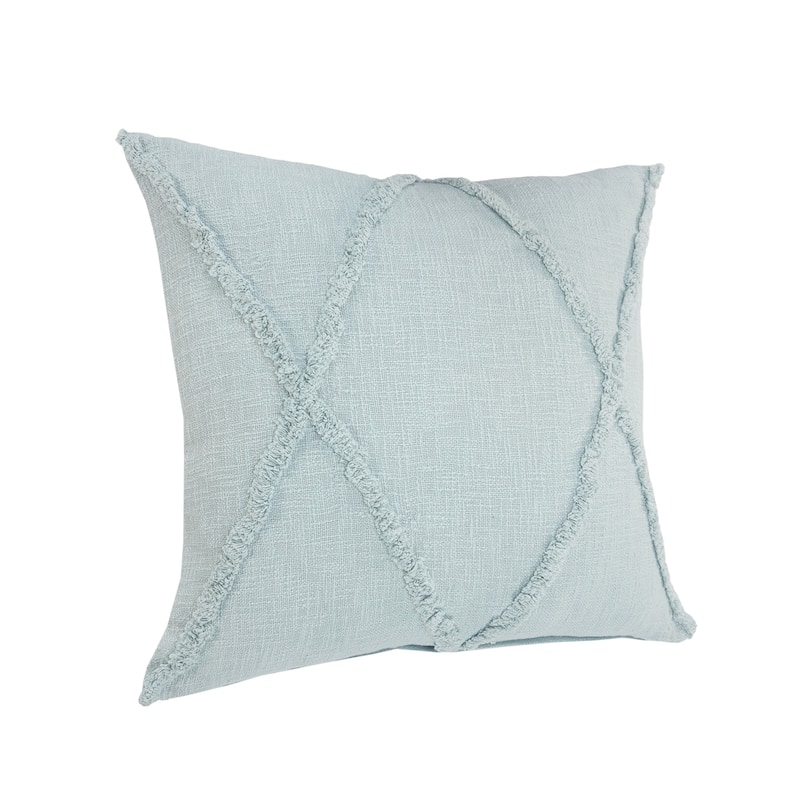 HomeRoots 18" X 18" Palladian Blue 100% Cotton Zippered Pillow