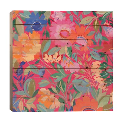 Mexican Garden Print On Wood by Kim Parker - Multi-Color