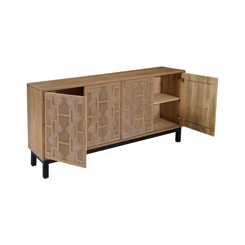 Ava 4-door Carved Solid Wood Sideboard