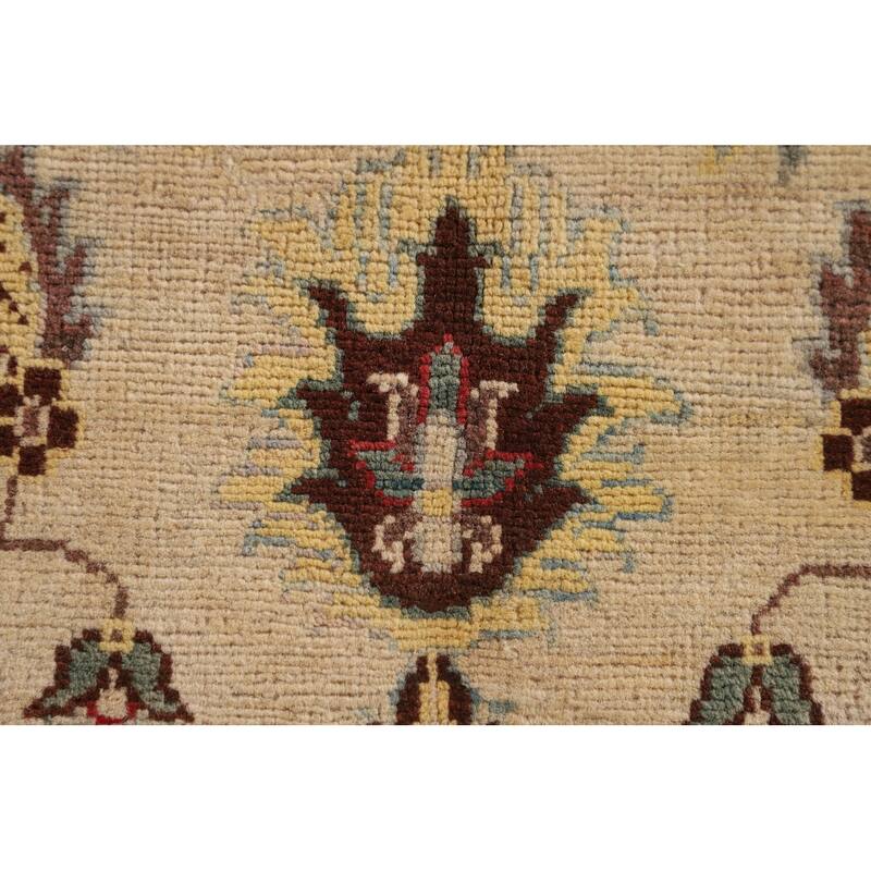 Floral Beige Kazak Oriental Accent Rug Hand-Knotted Wool Carpet - 3'3"x 5'1"