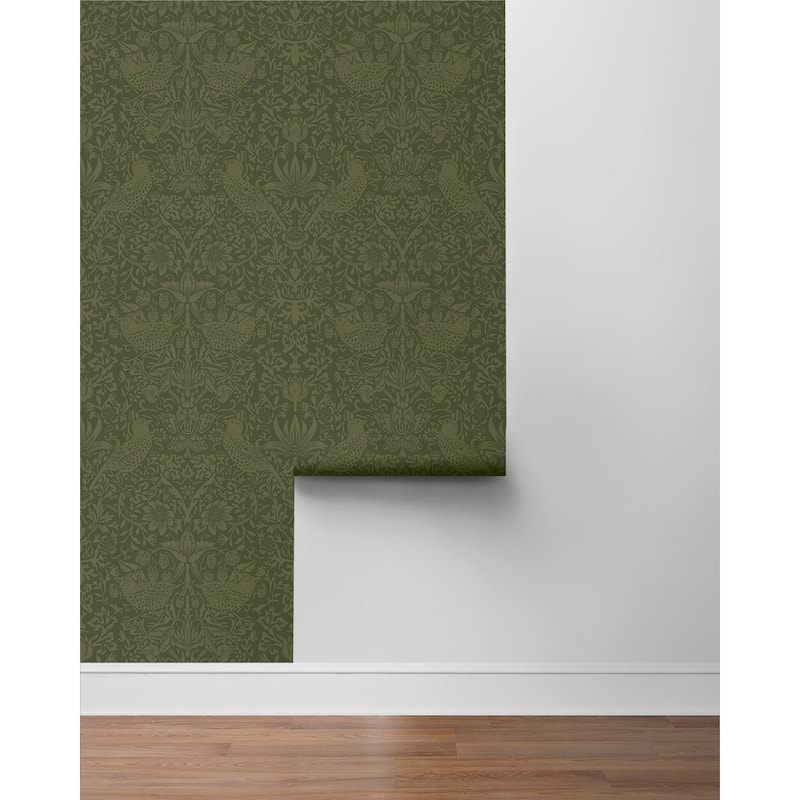 NextWall Tonal Bird Garden Peel and Stick Wallpaper