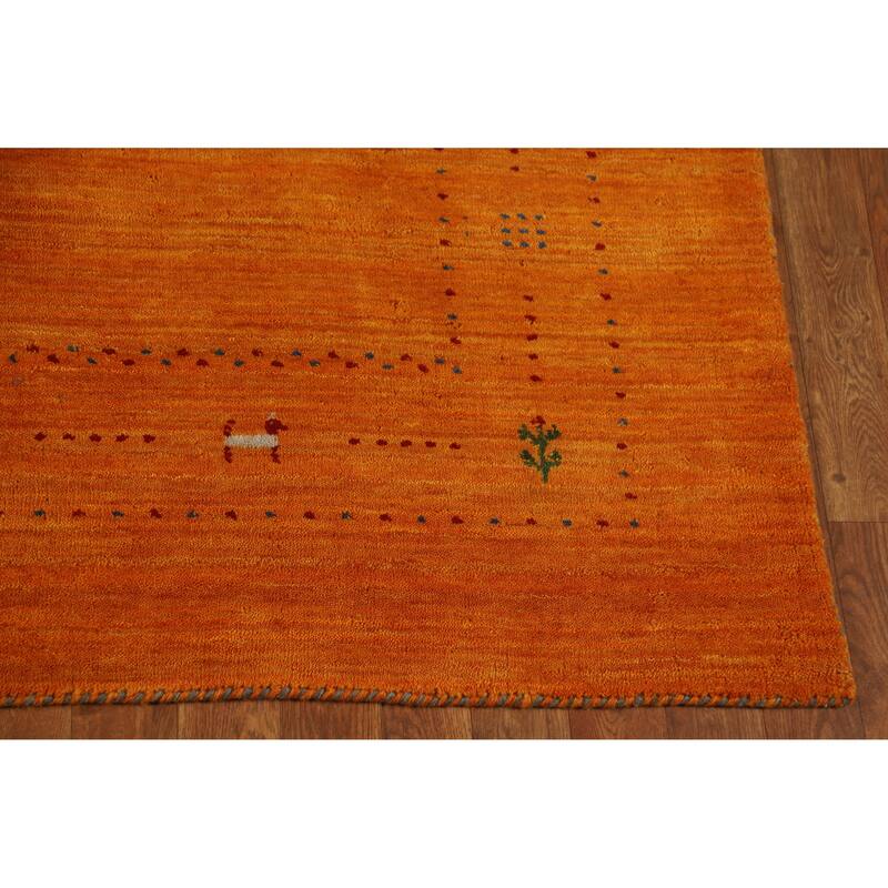 Hand Knotted Oriental 100% Wool Carpet Tribal Tribal Oranges & Rust Gabbeh Area Rug - 7' 6'' X 5' 1''