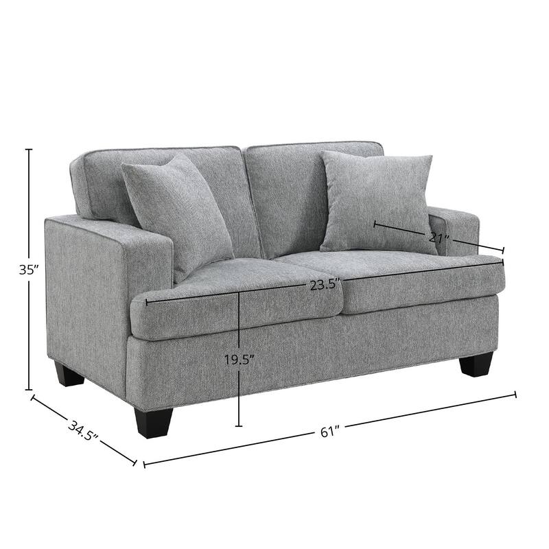 Baldwin 61" Loveseat with 2 Pillow, Dalton Graphite