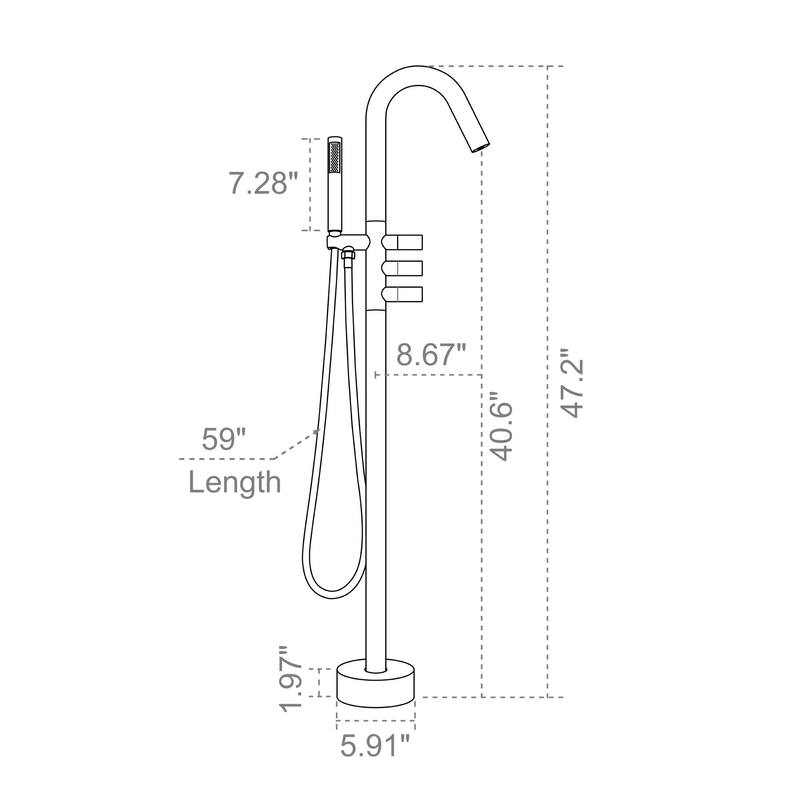 Freestanding Floor Mount 3-Handle Bath Tub Filler Faucet with Handheld Shower