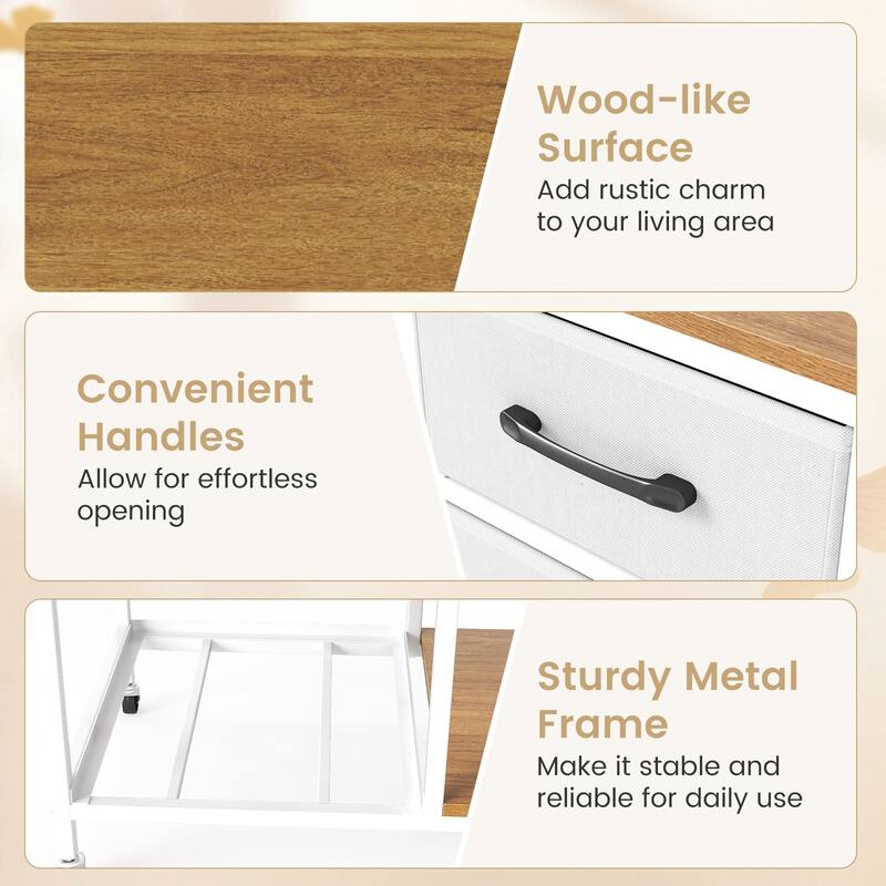 Gymax 3 Drawer Mobile File Cabinet w/Charging Station Open Storage