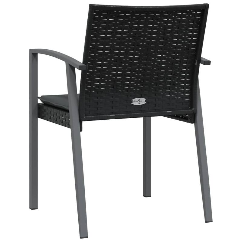 vidaXL Patio Chairs with Cushions 2 pcs Brown 22.2"x22.4"x32.7" Poly Rattan