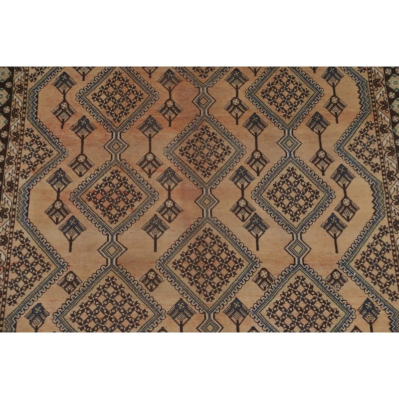 Geometric Bakhtiari Persian Vintage Rug Hand-Knotted Wool Carpet - 6'10"x 9'5"