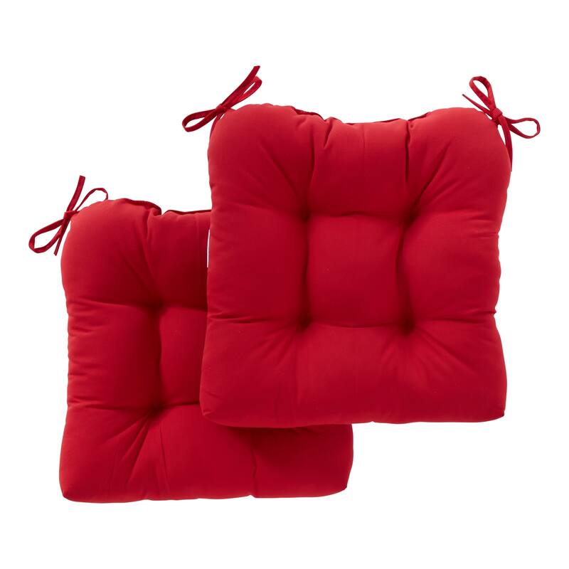 Sunbrella Tufted 20-inch Outdoor Chair Cushion - Canvas Jockey Red - Set of 2