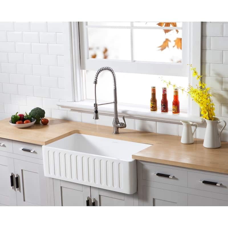 Kingston Brass Arcticstone 33" Farmhouse Single Basin Stone Composite