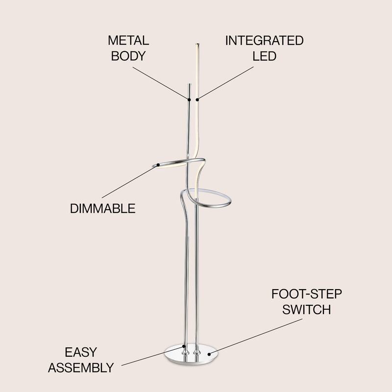 Ali Minimalist Dimmable Metal Integrated LED Floor Lamp, by JONATHAN Y