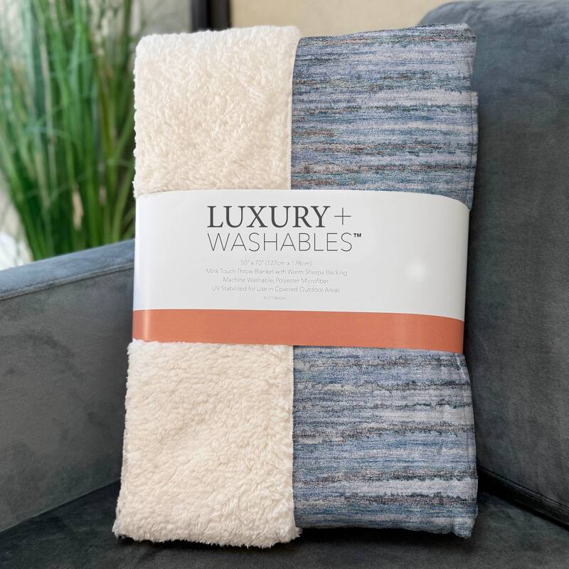 Premium Machine Washable Modern Prints Sherpa Throw Blanket