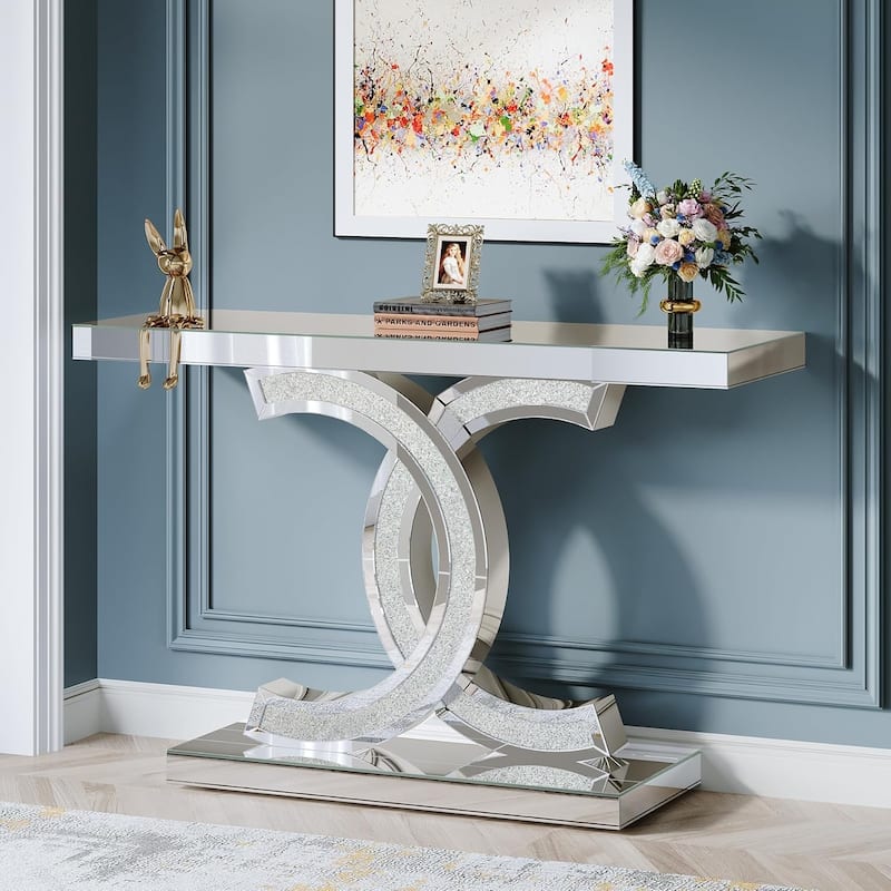 Console Table, Entryway Table with Geometric Legs, Sofa Table - 11.81"D x 39.37"W x 31.49"H - Amber