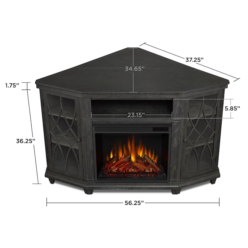 Lynette 56" TV Stand Electric Fireplace Gray by Real Flame